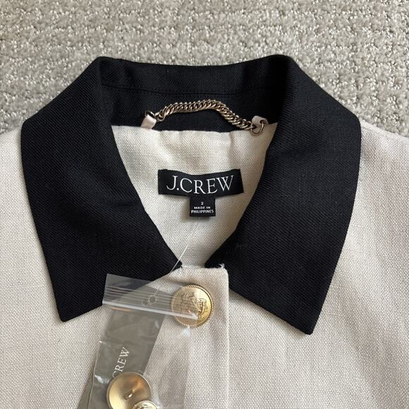 J.Crew Contrast Lady Jacket Textured Linen Blend Dried Wheat Preppy US 2 NWT - Picture 3 of 10